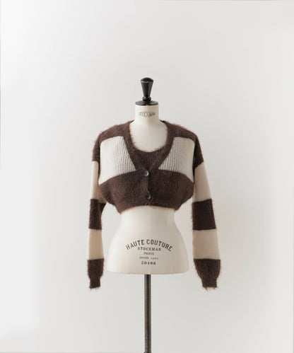 2-Piece Set: Striped Design Cardigan Ensemble