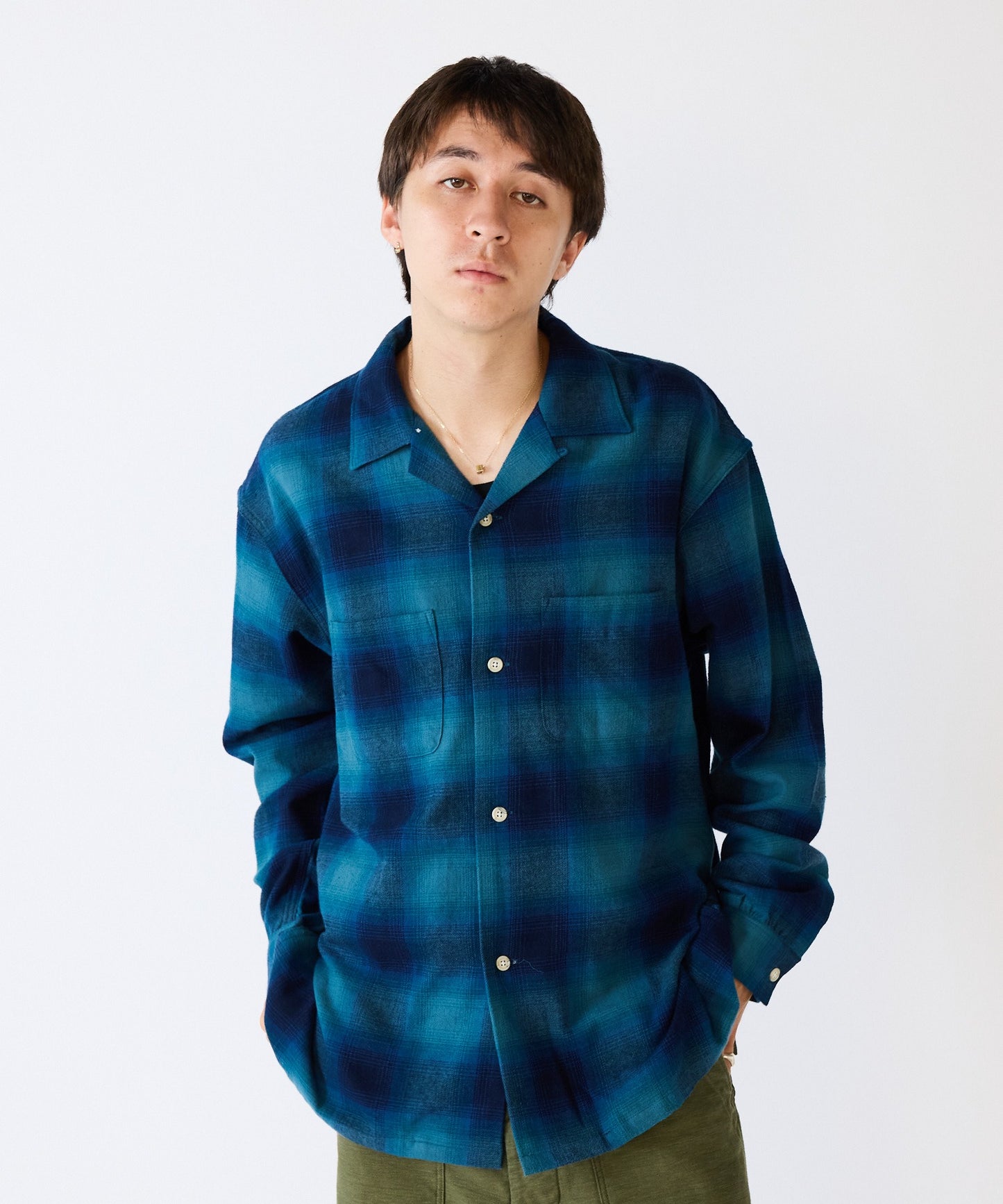【予約】FIVE BROTHER / CHECK ONE-OP SHIRTS オープンカラーシャツ