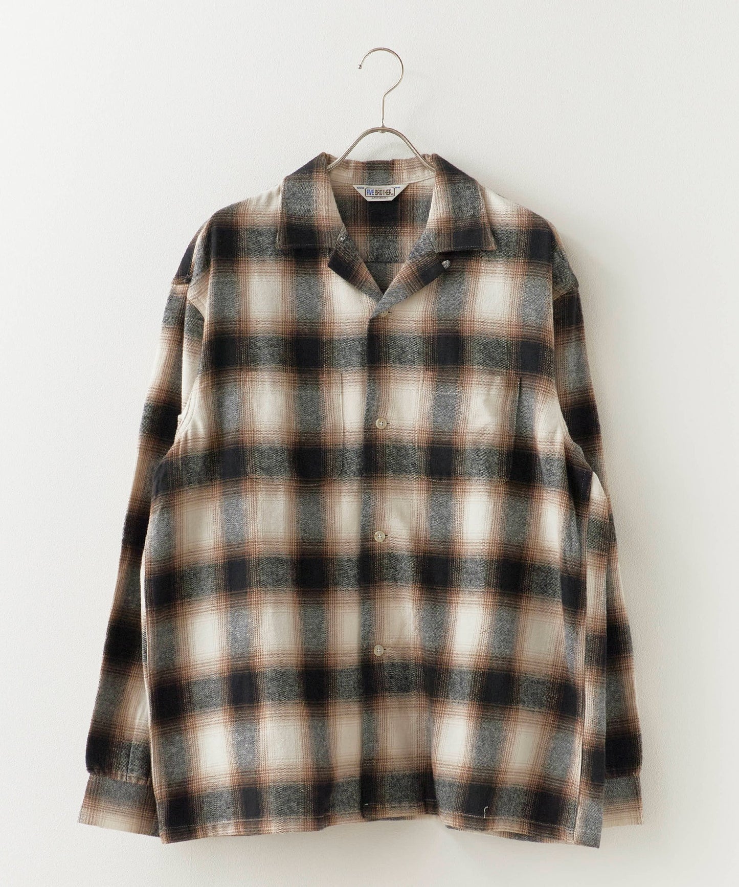【予約】FIVE BROTHER / CHECK ONE-OP SHIRTS オープンカラーシャツ