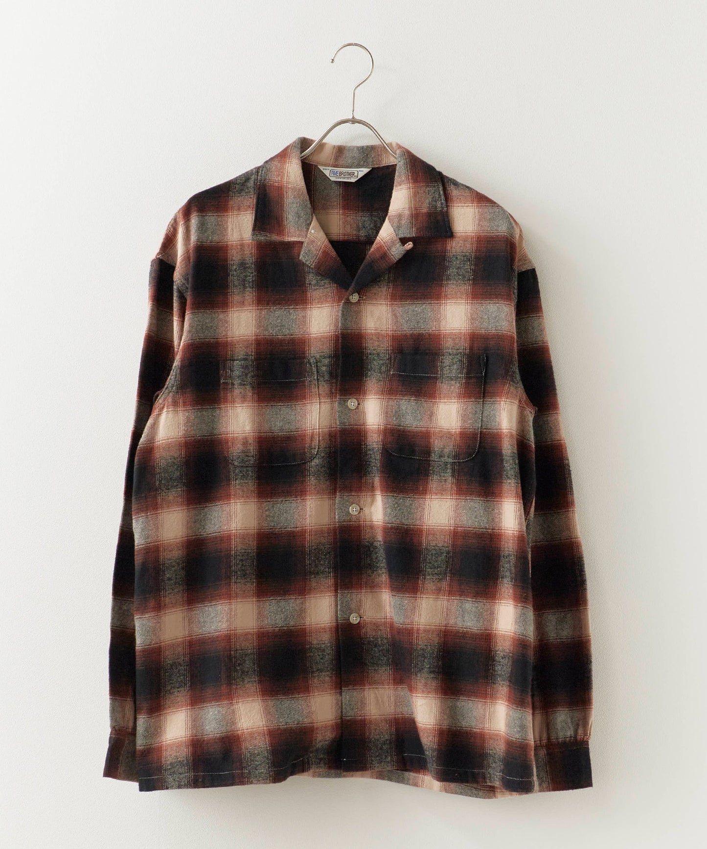 【予約】FIVE BROTHER / CHECK ONE-OP SHIRTS オープンカラーシャツ