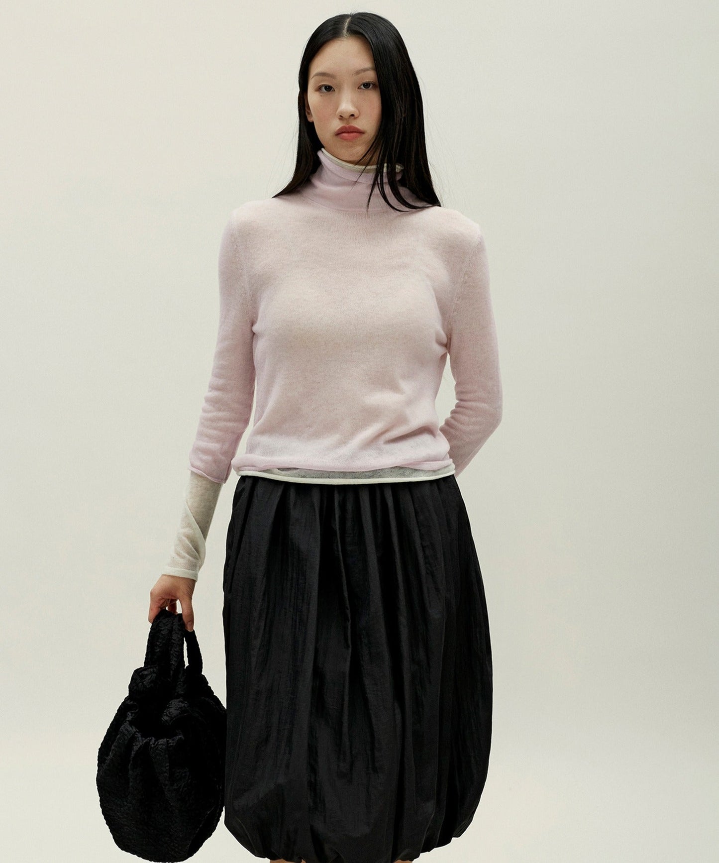 anggae/アンゲ LAYERED TWO TONE TURTLENECK タートルネックトップス