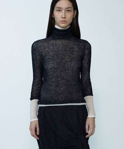 anggae/アンゲ LAYERED TWO TONE TURTLENECK タートルネックトップス