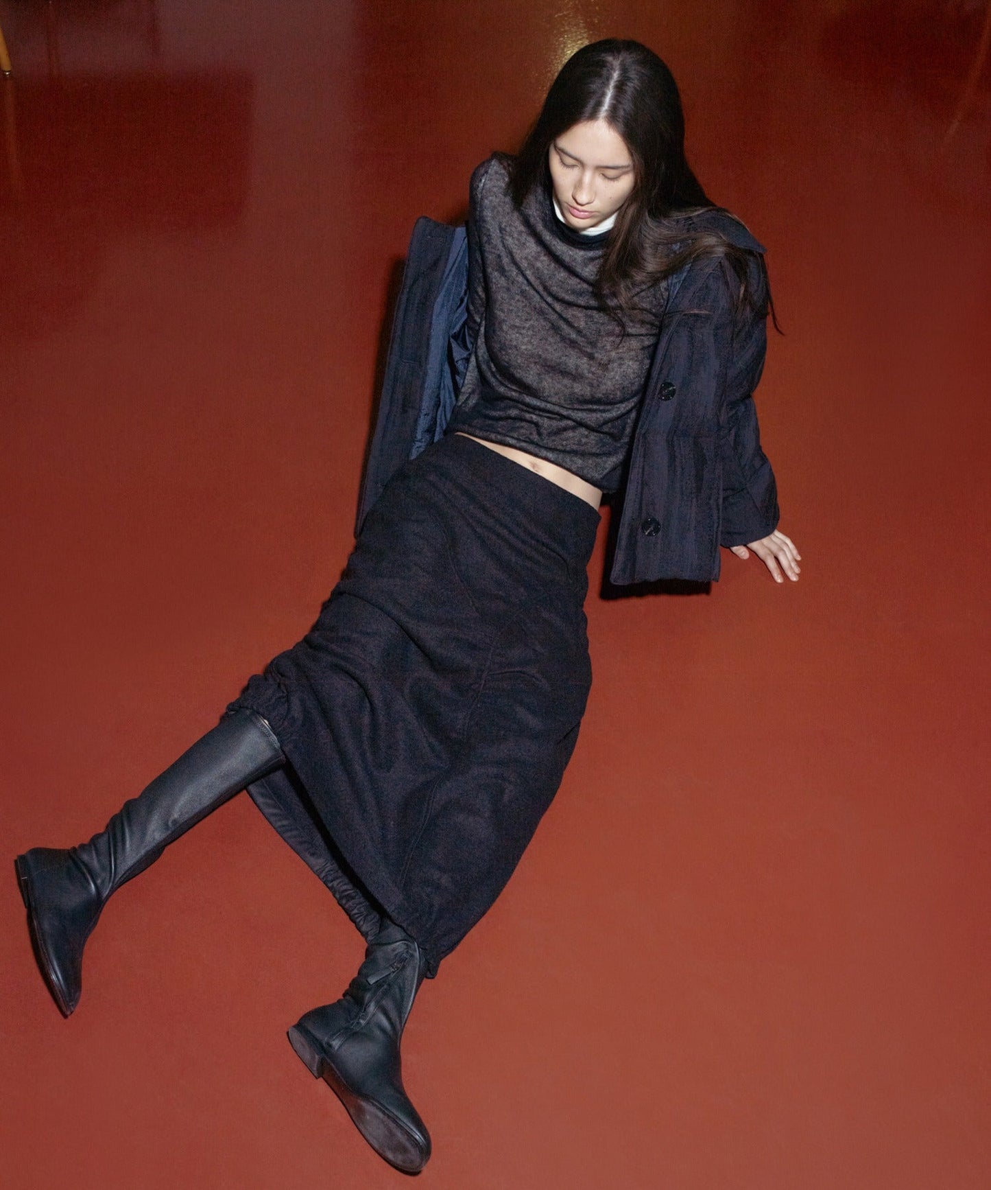 anggae/アンゲ LAYERED TWO TONE TURTLENECK タートルネックトップス