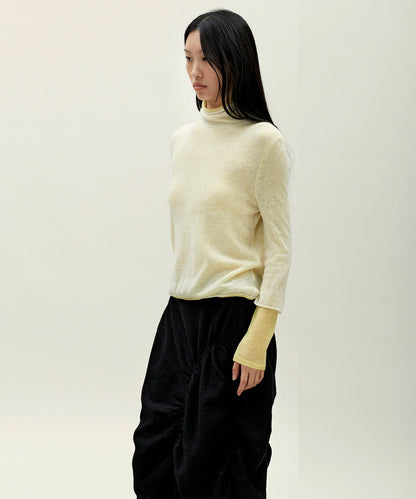 anggae/アンゲ LAYERED TWO TONE TURTLENECK タートルネックトップス