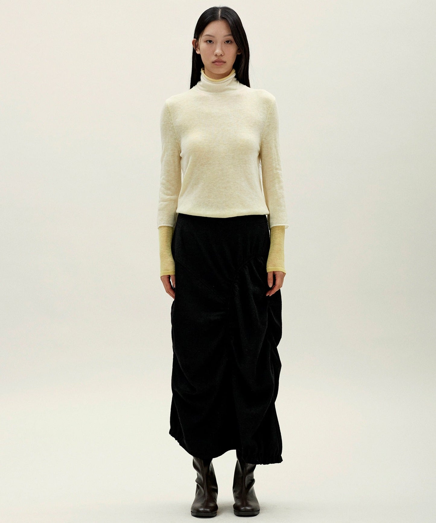 anggae/アンゲ LAYERED TWO TONE TURTLENECK タートルネックトップス