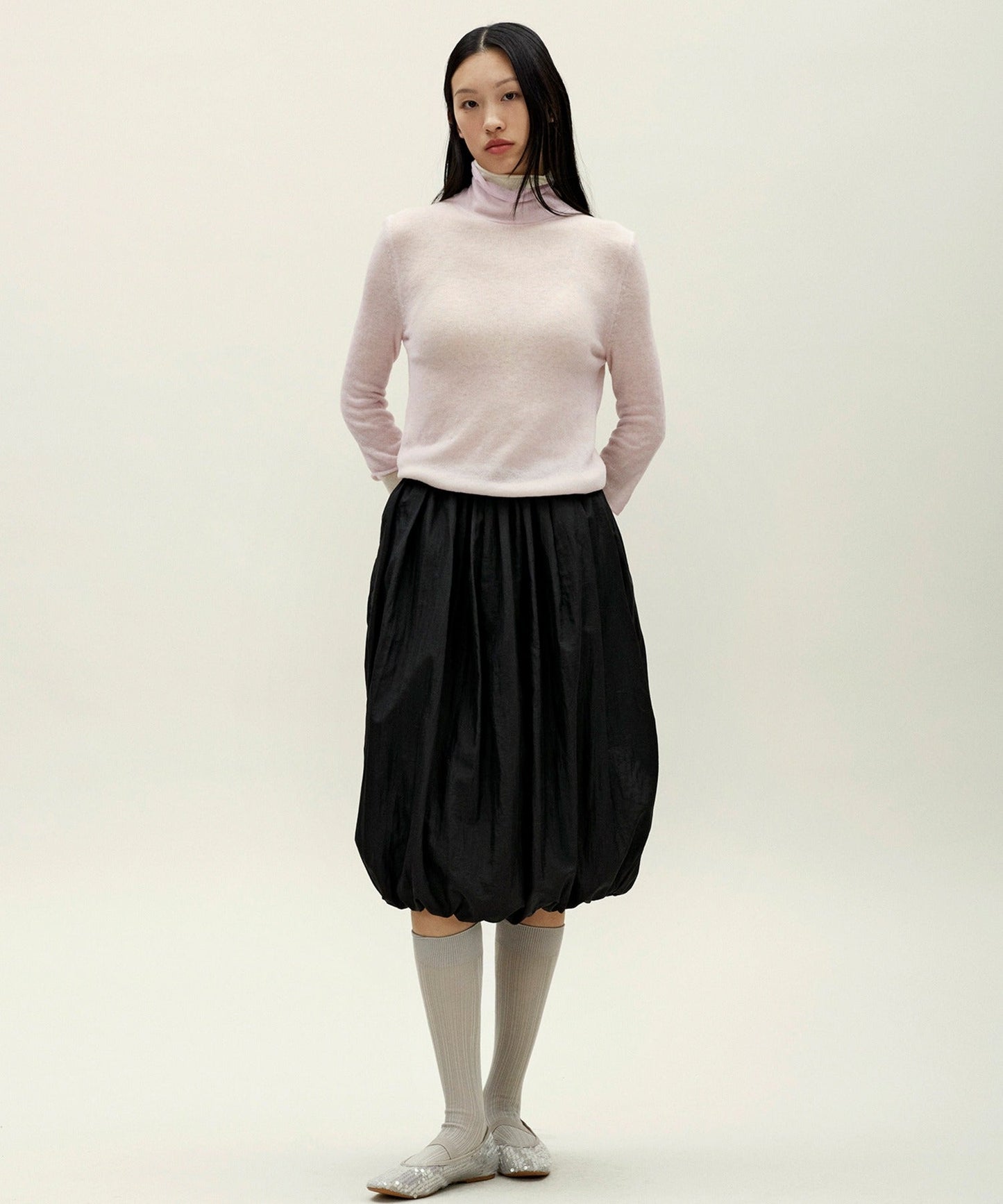 anggae/アンゲ LAYERED TWO TONE TURTLENECK タートルネックトップス