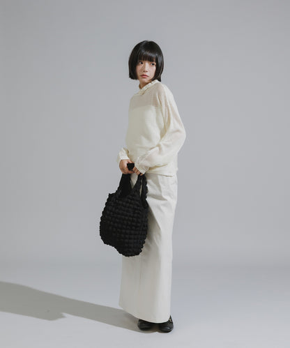 One-Shoulder Wool Mesh Knit