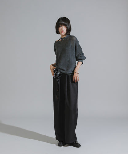 One-Shoulder Wool Mesh Knit
