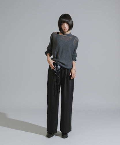One-Shoulder Wool Mesh Knit