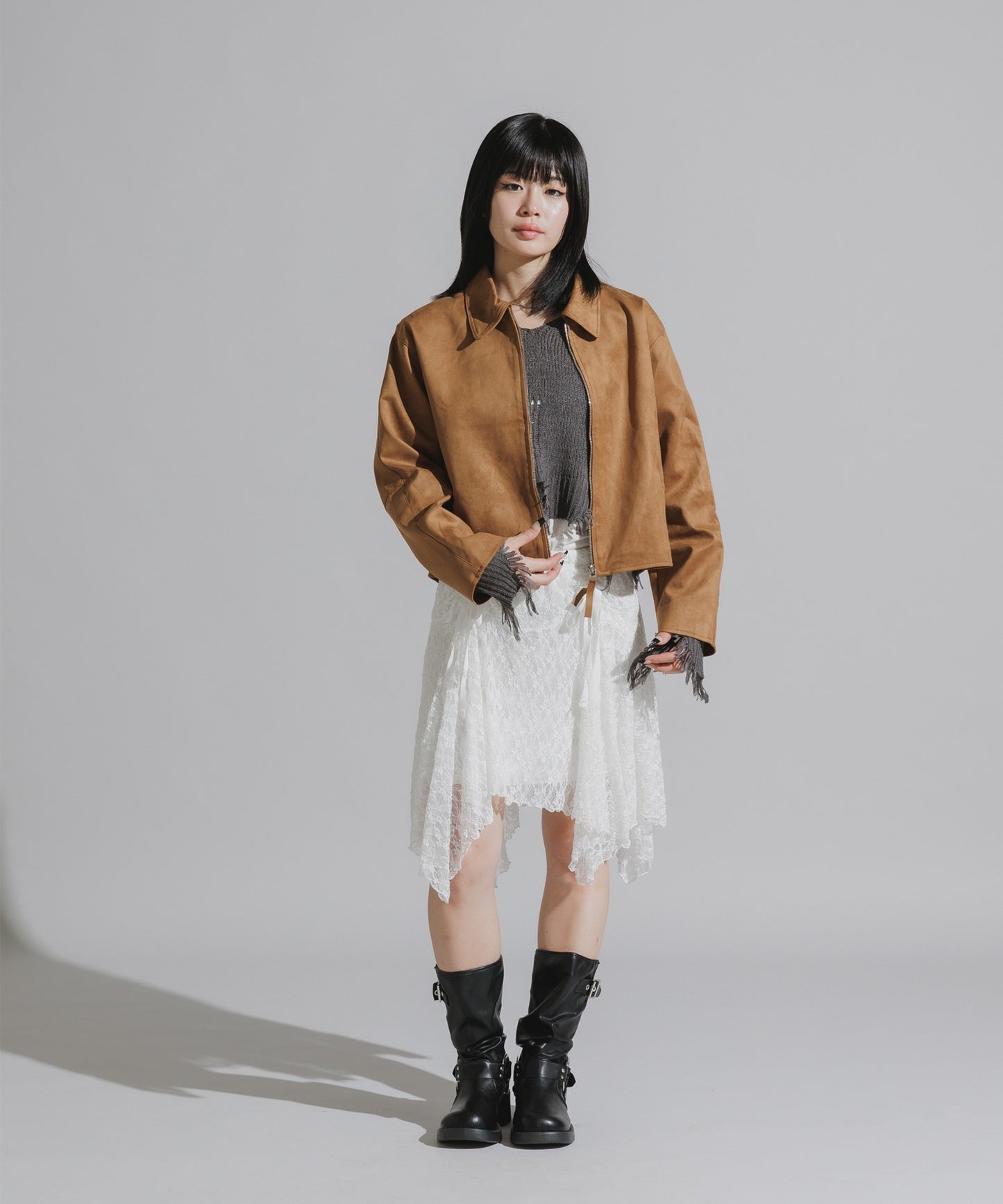 Chick / Faux Suede Full-Zip Blouson
