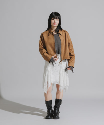 Chick / Faux Suede Full-Zip Blouson