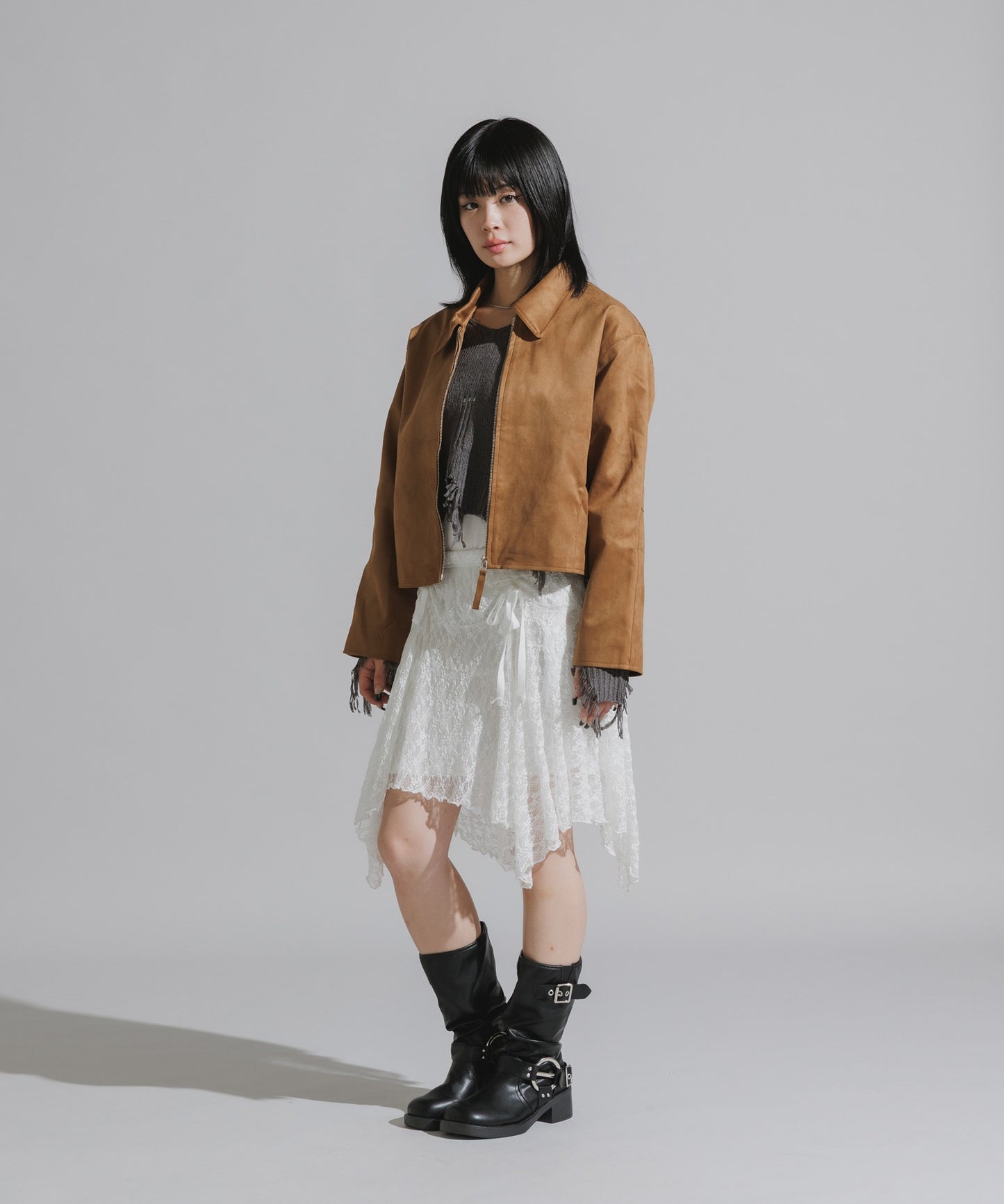 Chick / Faux Suede Full-Zip Blouson