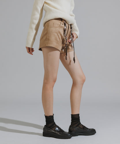 Chick / Wood Bead Cord with Bandana Faux Suede Shorts