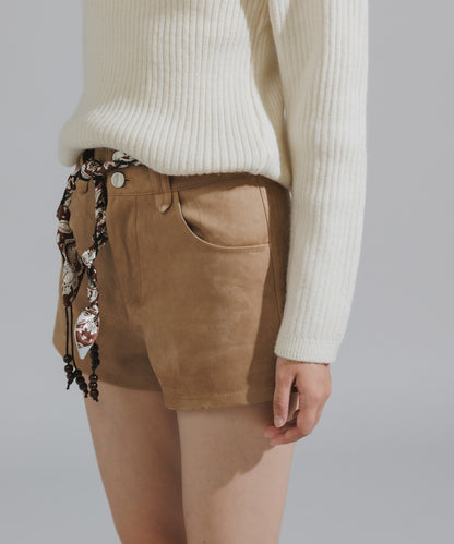 Chick / Wood Bead Cord with Bandana Faux Suede Shorts