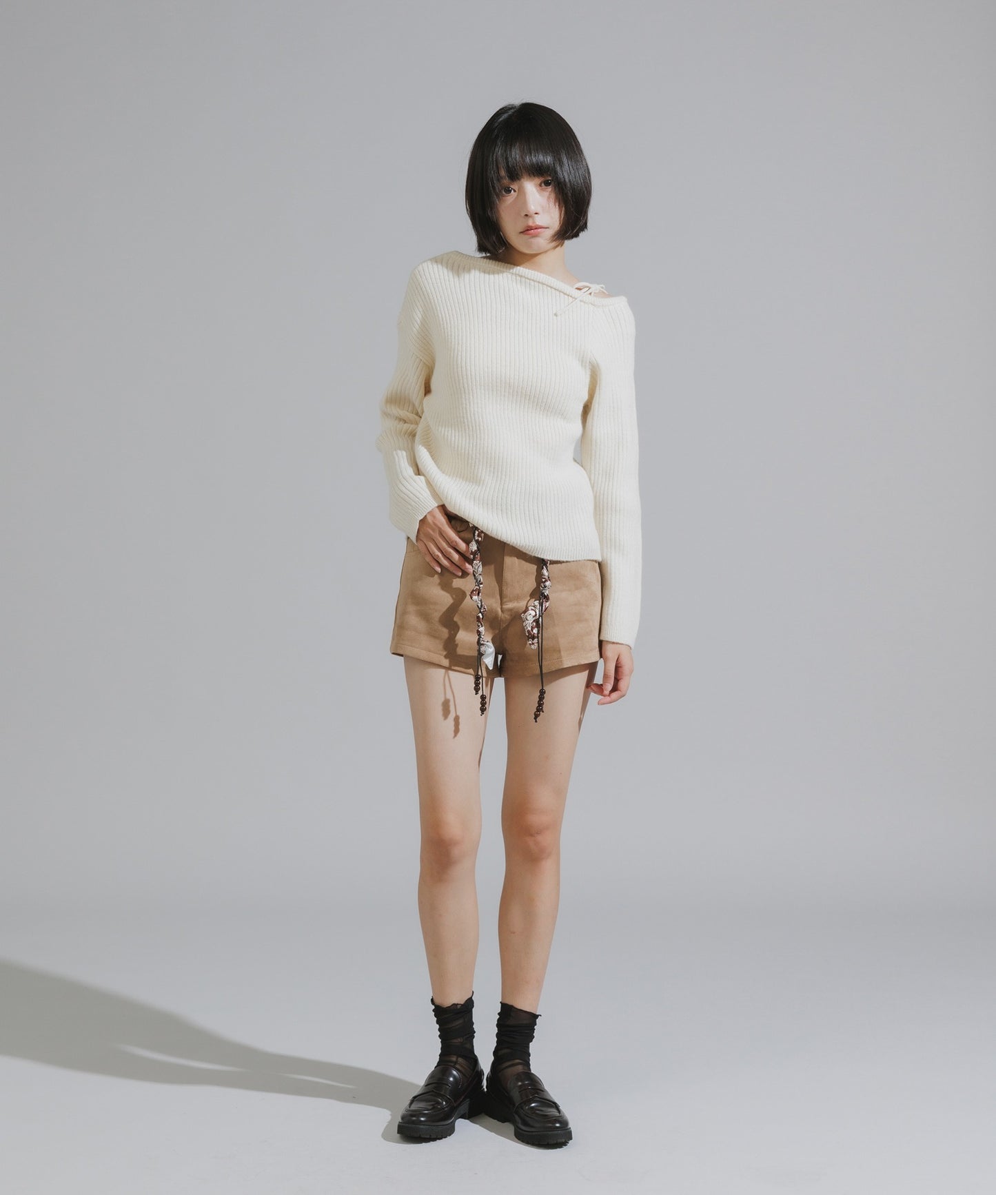 Chick / Wood Bead Cord with Bandana Faux Suede Shorts