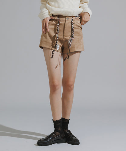 Chick / Wood Bead Cord with Bandana Faux Suede Shorts