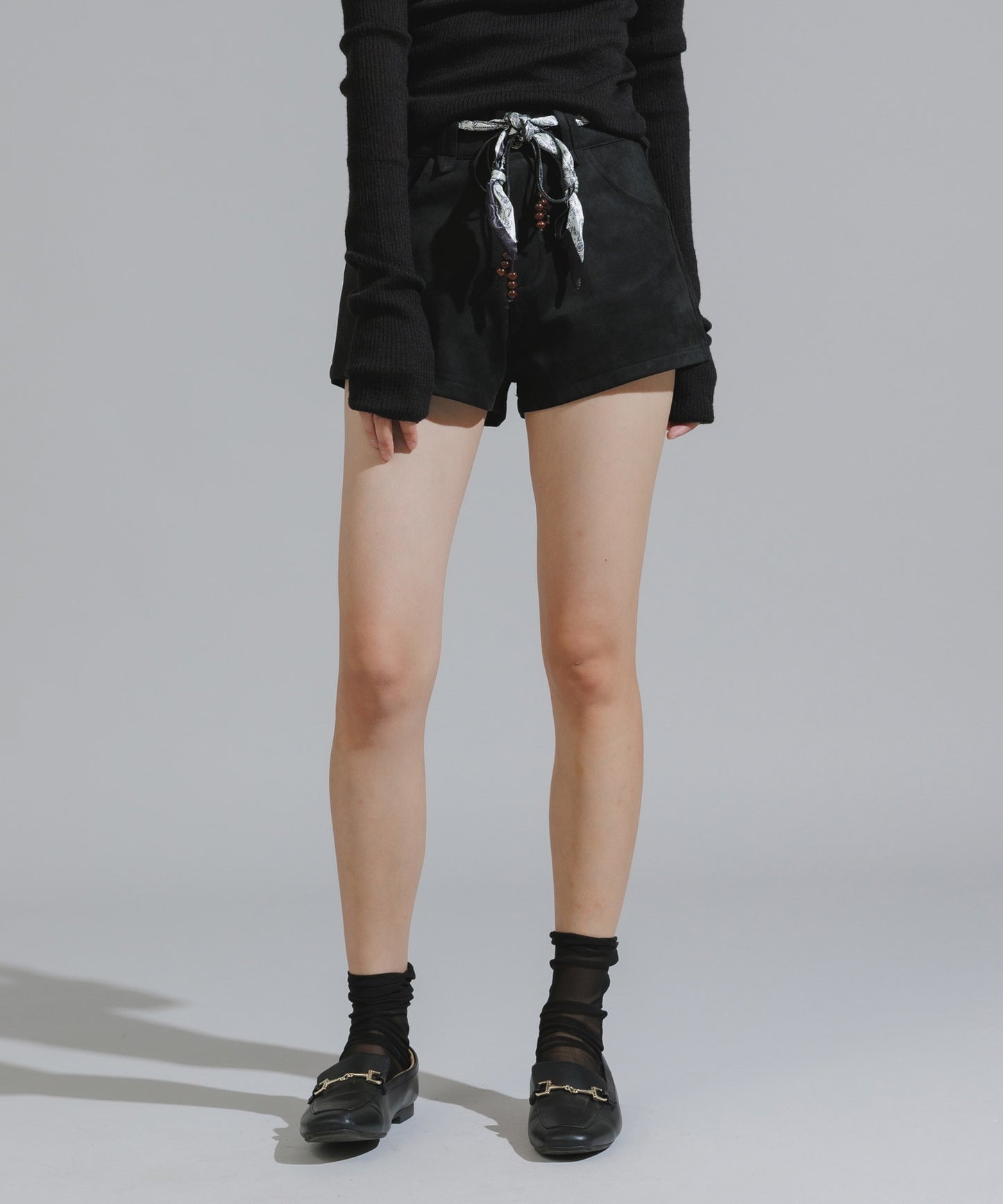 Chick / Wood Bead Cord with Bandana Faux Suede Shorts