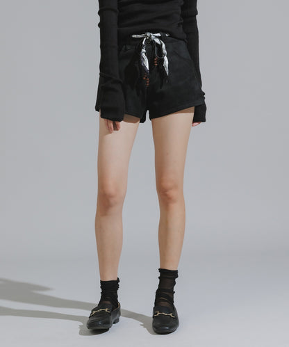 Chick / Wood Bead Cord with Bandana Faux Suede Shorts
