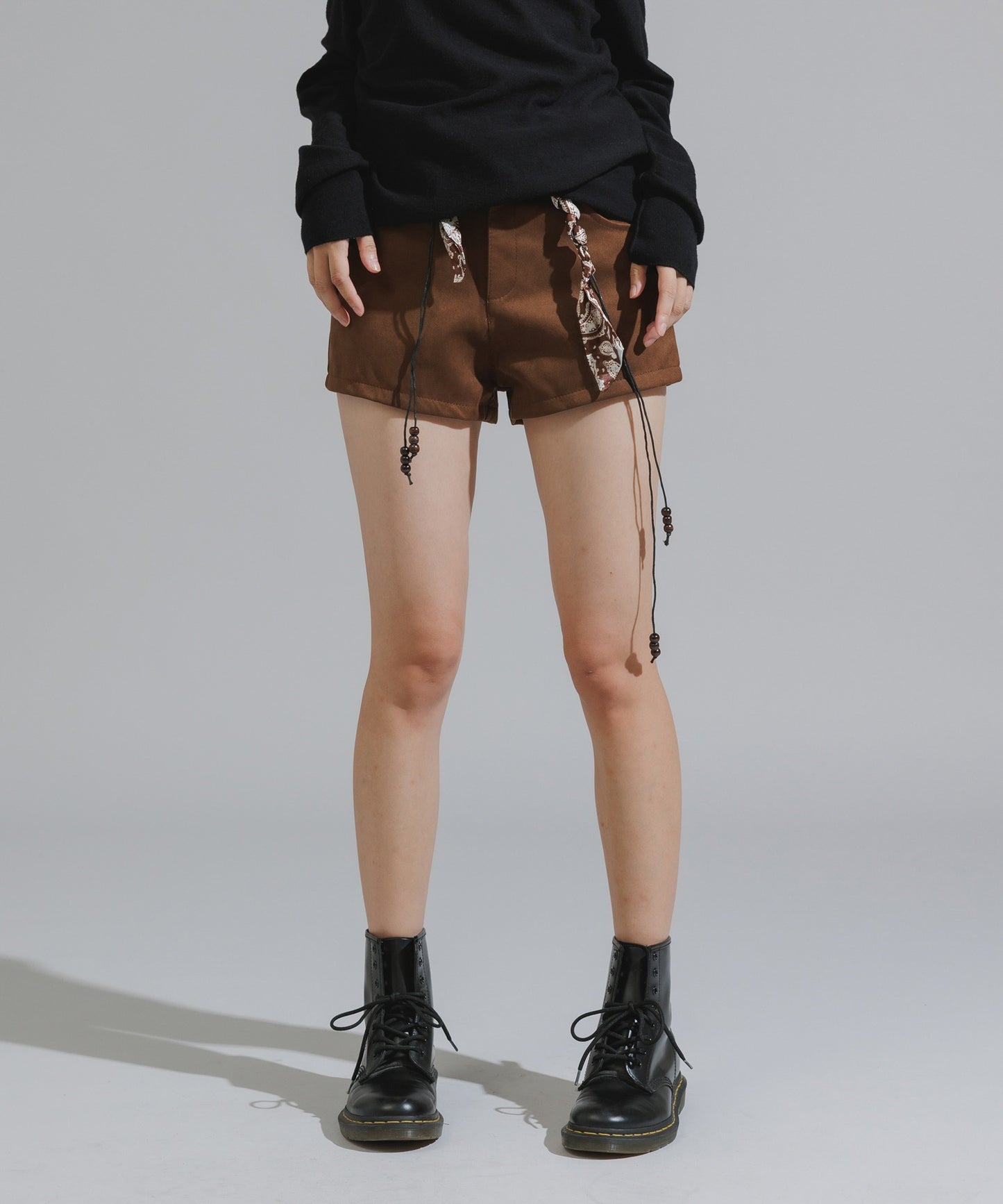 Chick / Wood Bead Cord with Bandana Faux Suede Shorts