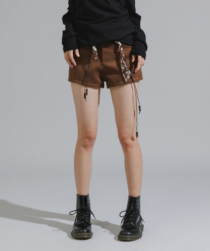 Chick / Wood Bead Cord with Bandana Faux Suede Shorts