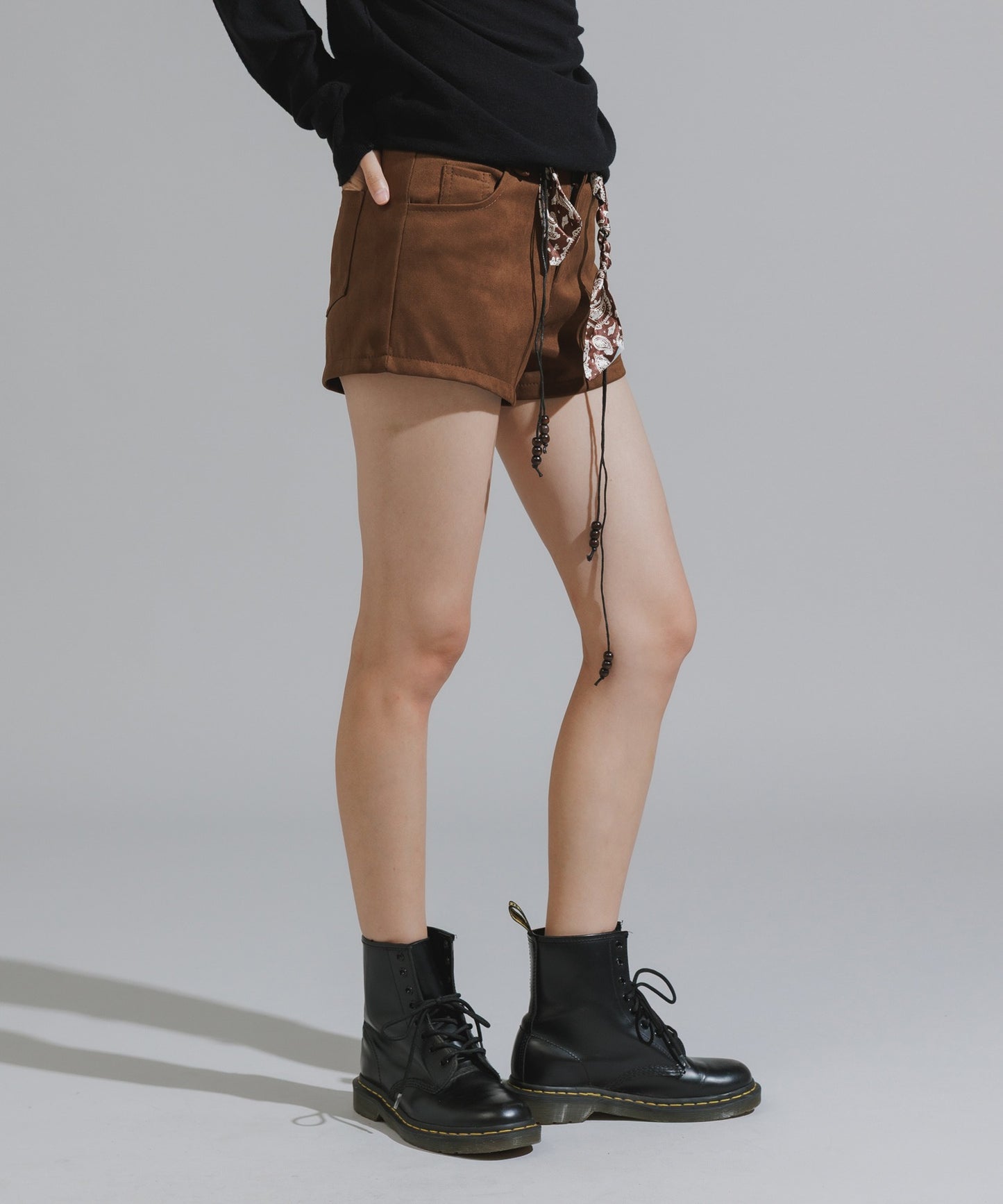 Chick / Wood Bead Cord with Bandana Faux Suede Shorts