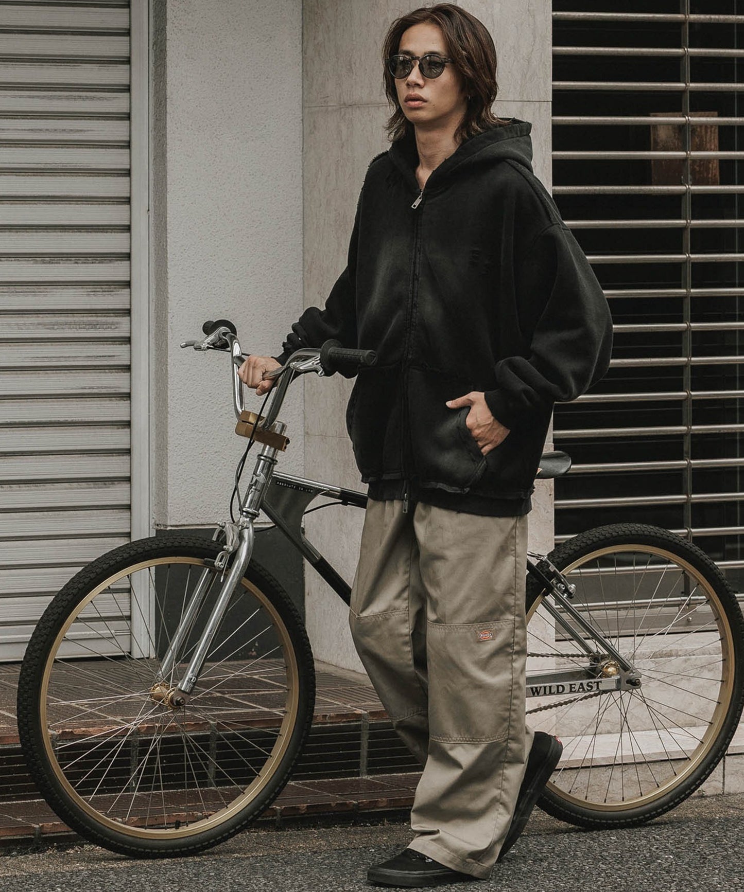 ALL RUNS / ヴィンテージ ウォッシュ加工 ダブルジップパーカー