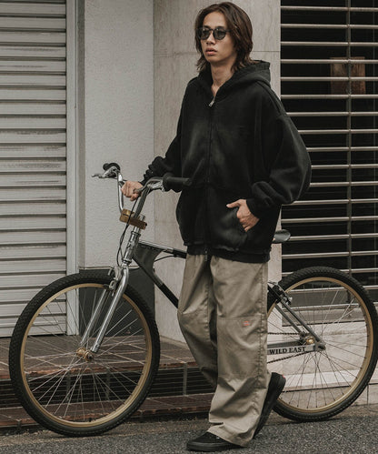 ALL RUNS / ヴィンテージ ウォッシュ加工 ダブルジップパーカー