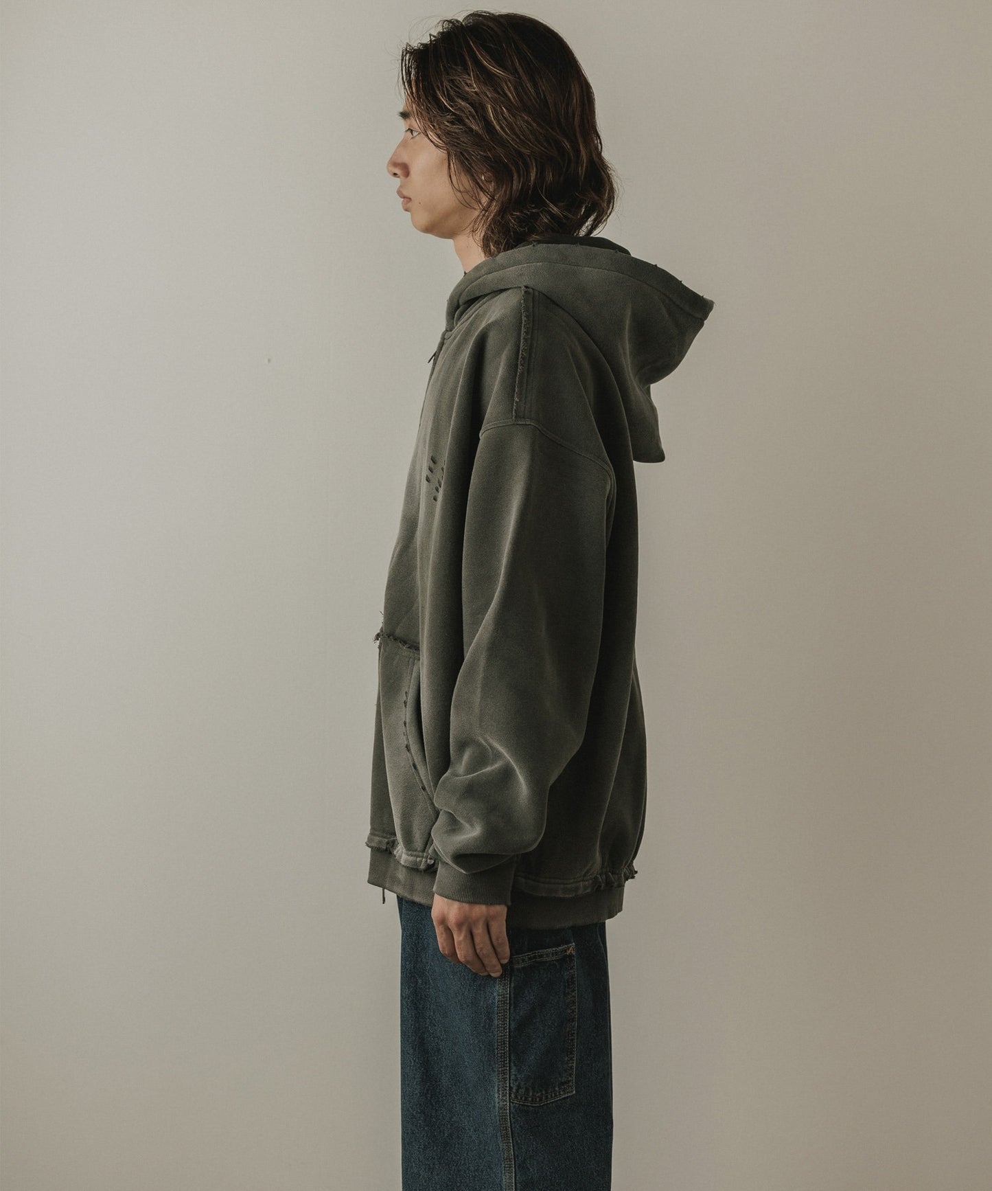 ALL RUNS / ヴィンテージ ウォッシュ加工 ダブルジップパーカー