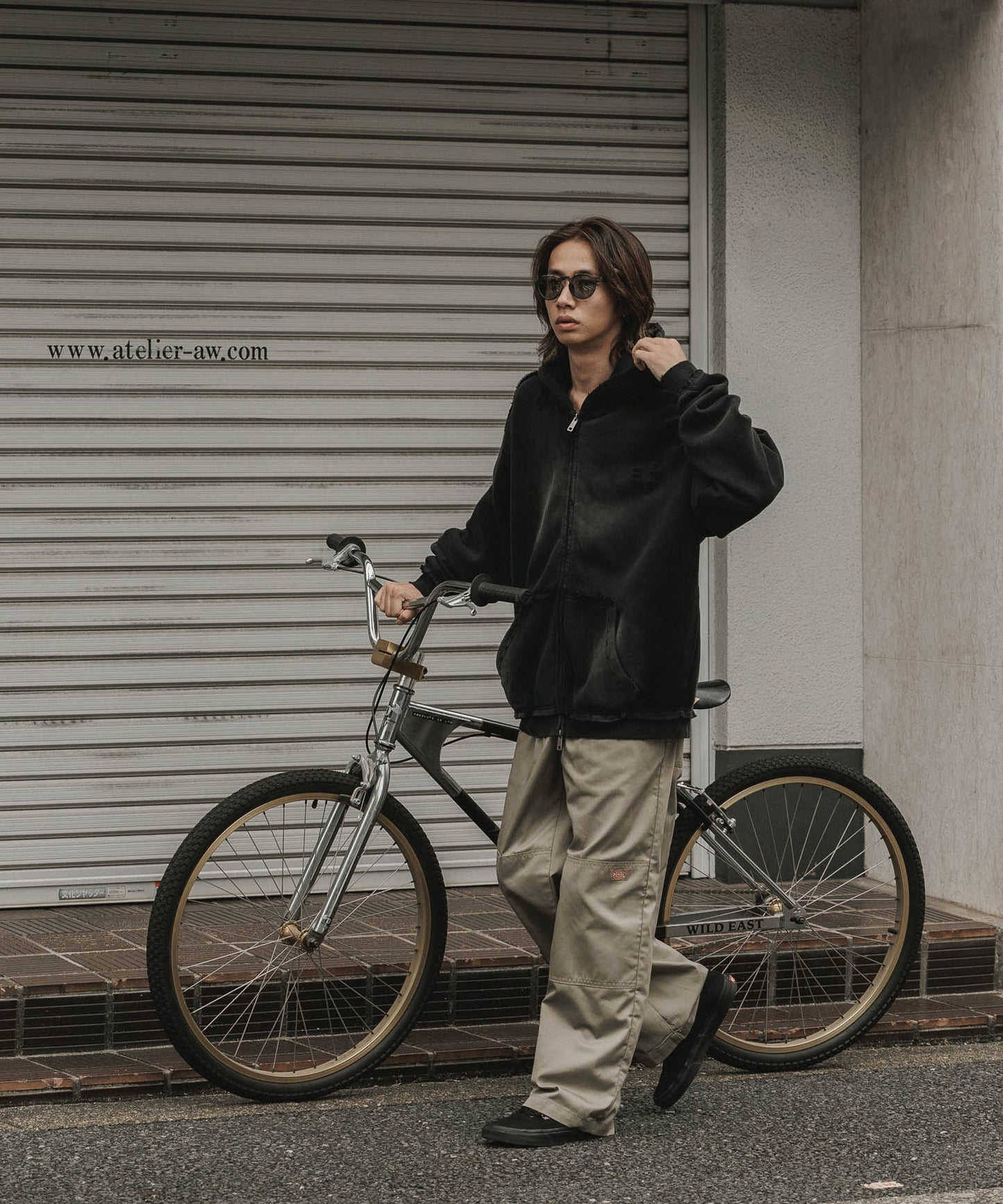 ALL RUNS / ヴィンテージ ウォッシュ加工 ダブルジップパーカー