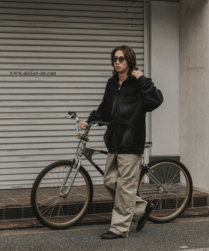 ALL RUNS / ヴィンテージ ウォッシュ加工 ダブルジップパーカー