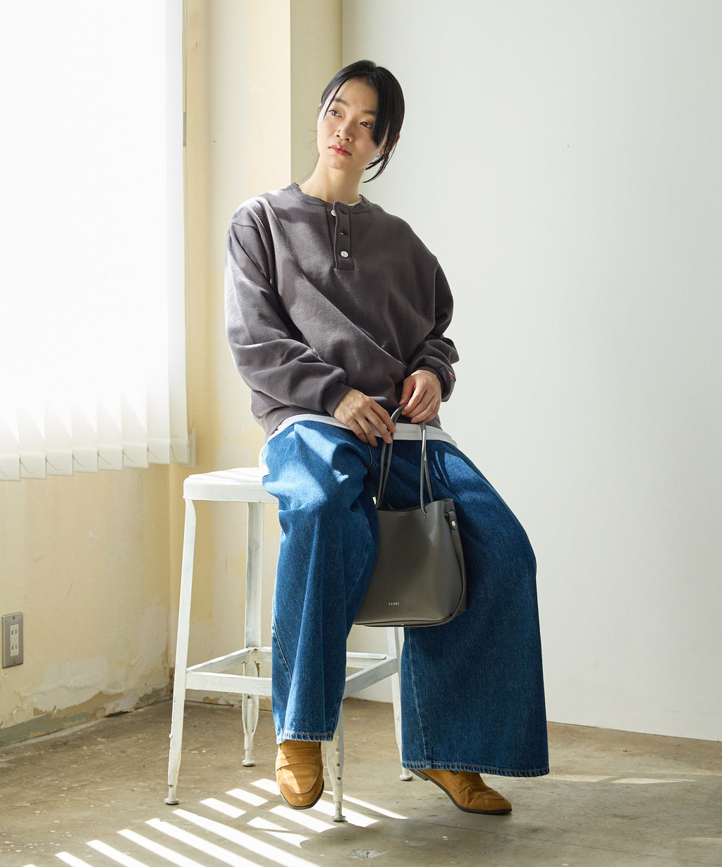 Healthknit / Classic sweatshirt henley neck long sleeve スウェット