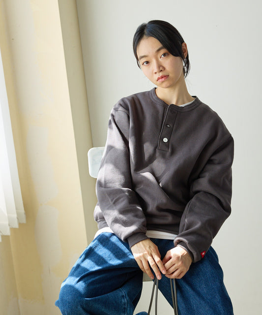 Healthknit / Classic sweatshirt henley neck long sleeve スウェット
