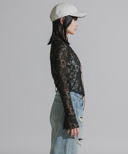 Lace-Up Floral Lace Tops / レースアップ 花柄レーストップス