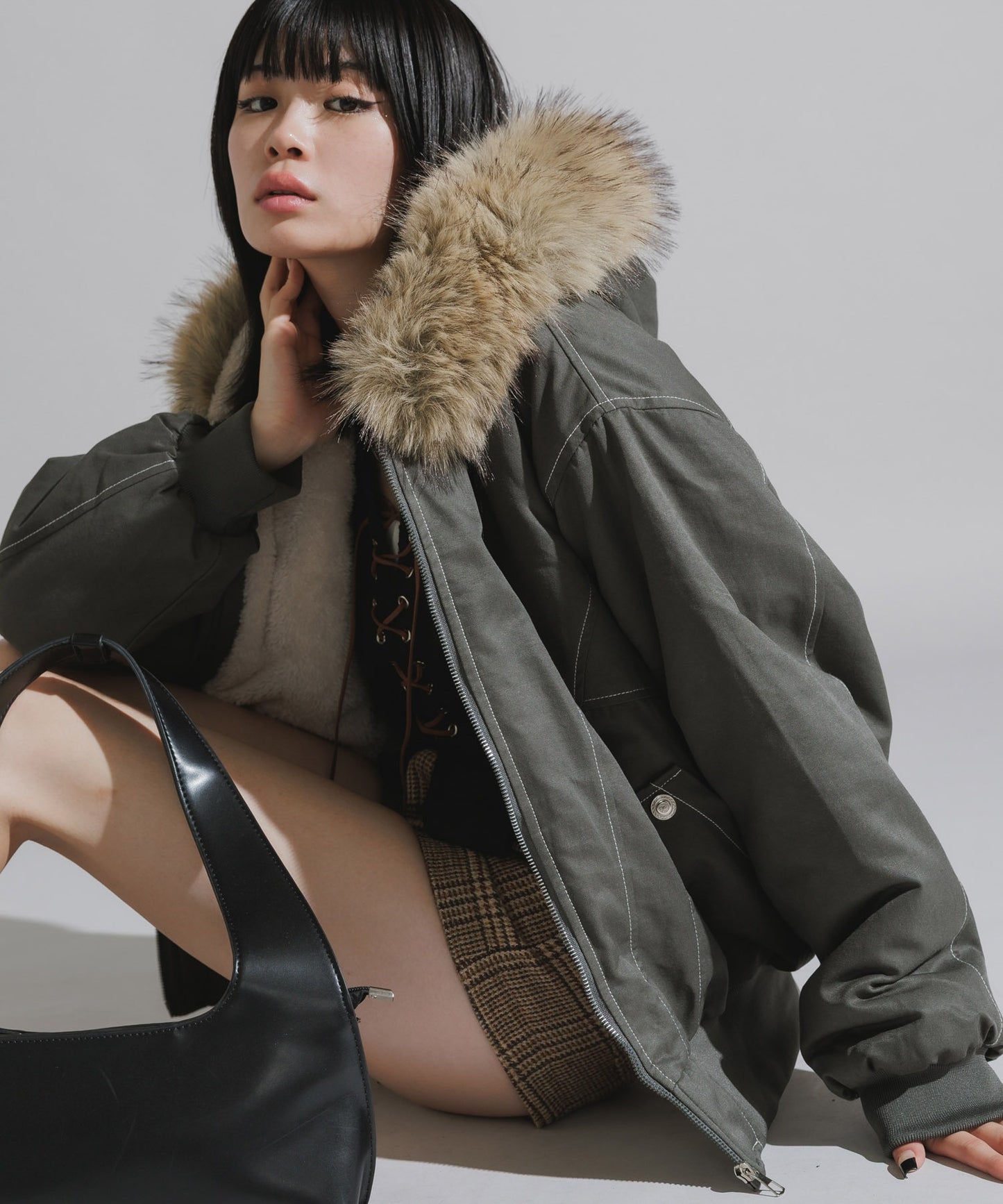 Chick / N2B-Style Faux Fur Hooded Blouson
