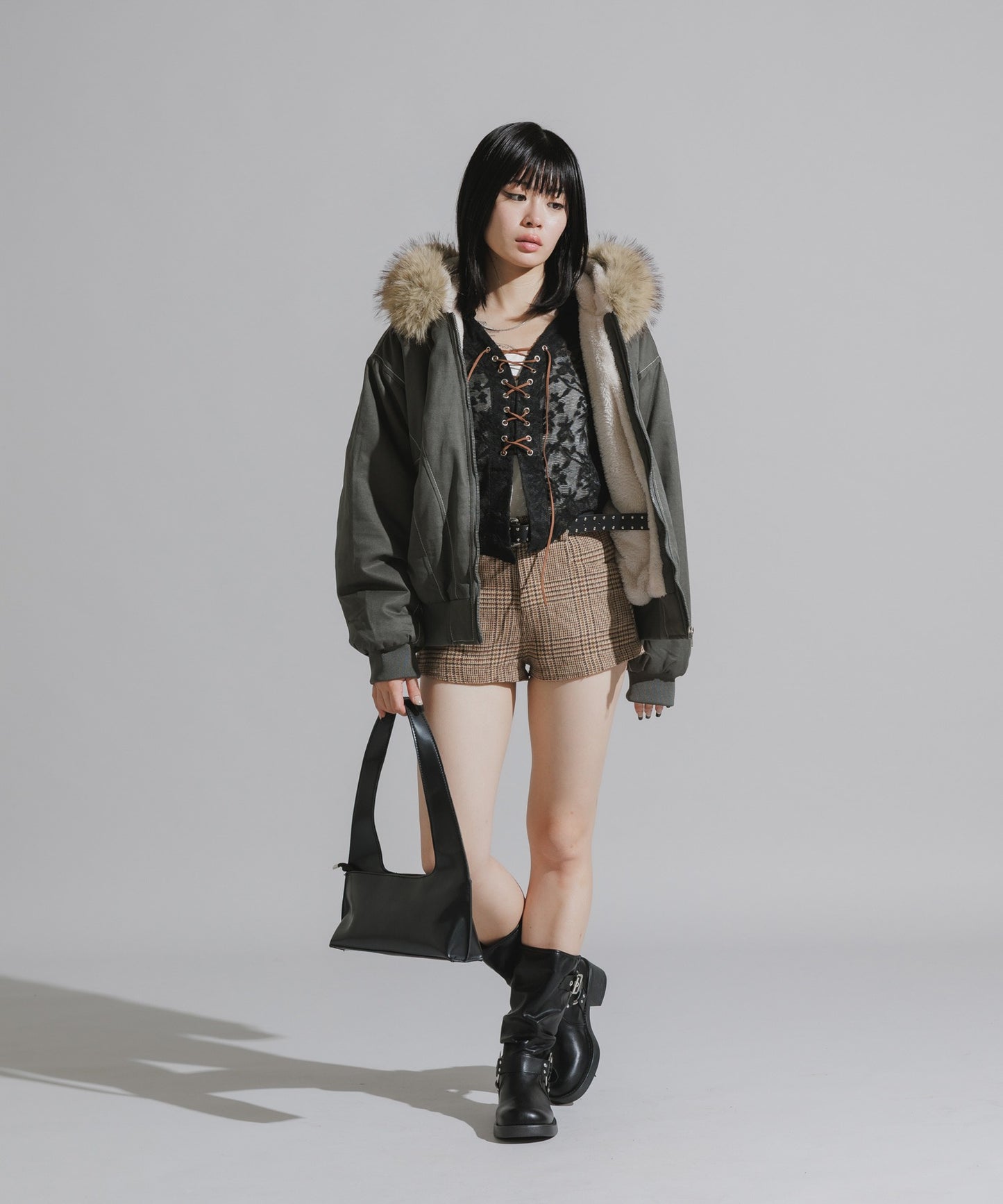 Chick / N2B-Style Faux Fur Hooded Blouson