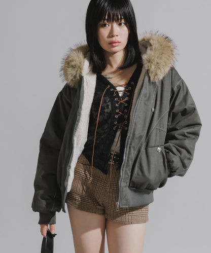 Chick / N2B-Style Faux Fur Hooded Blouson