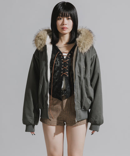 Chick / N2B-Style Faux Fur Hooded Blouson