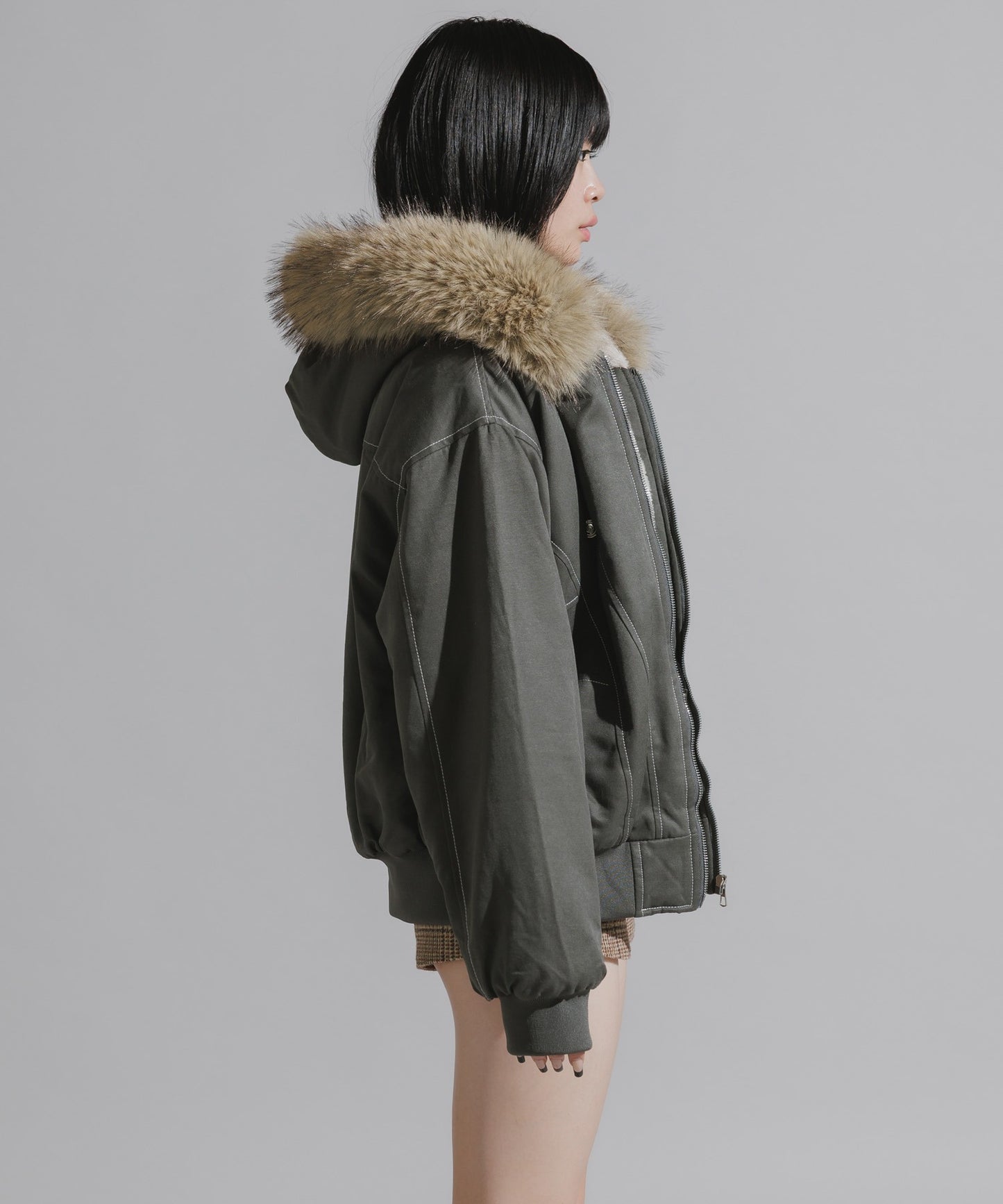 Chick / N2B-Style Faux Fur Hooded Blouson