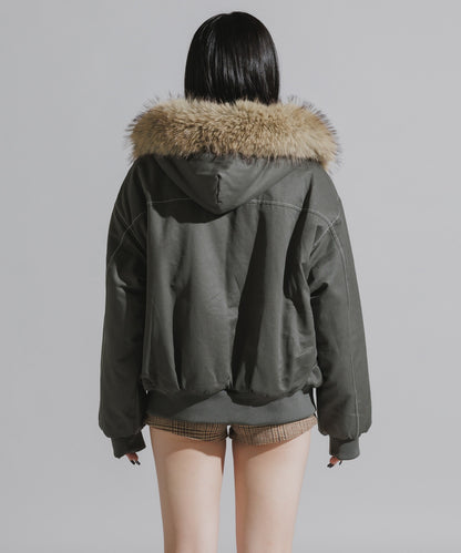 Chick / N2B-Style Faux Fur Hooded Blouson