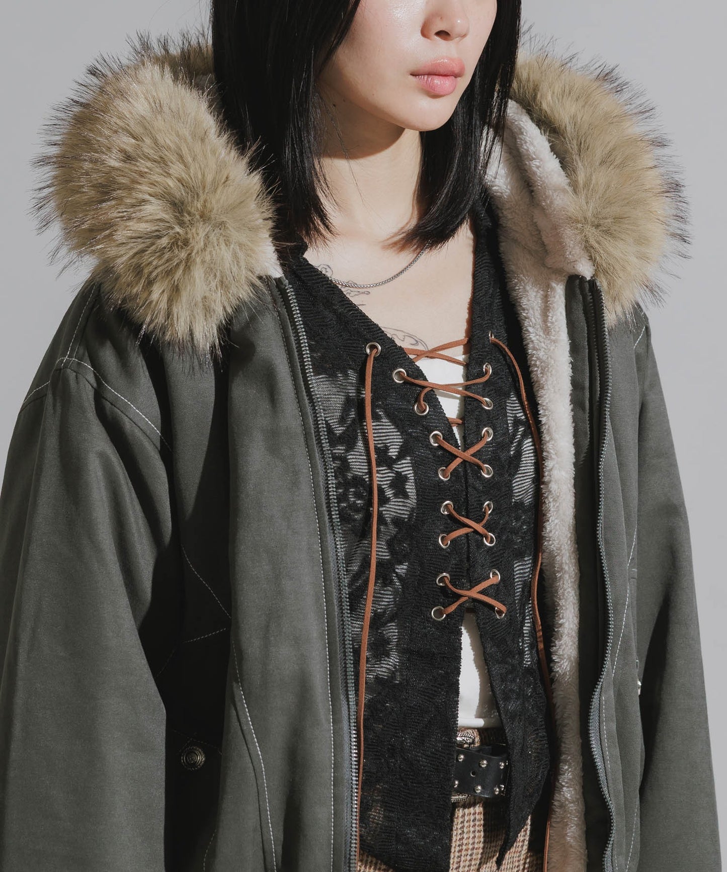 Chick / N2B-Style Faux Fur Hooded Blouson