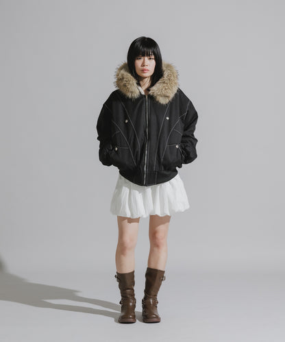 Chick / N2B-Style Faux Fur Hooded Blouson