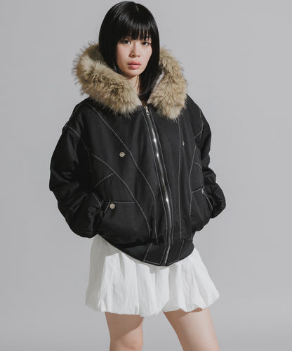 Chick / N2B-Style Faux Fur Hooded Blouson