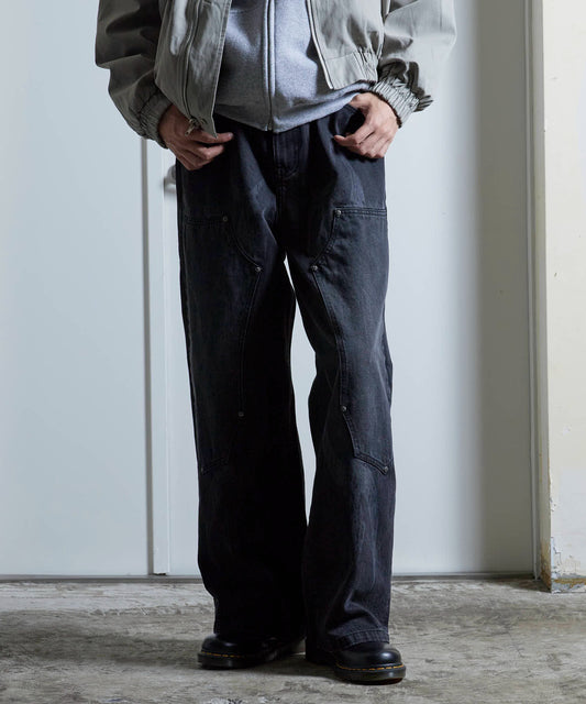 SUPPLIER / Vintage Wash Tribal Double Knee Baggy Jeans