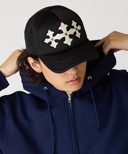 SUPPLIER / Cross Leather Patch Mesh Cap