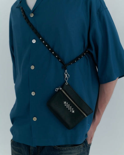 CALEE | STUDS LEATHER ZIP POUCH スタッズレザージップポーチ