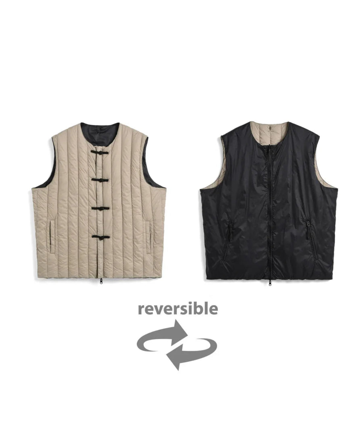 TAION / REVERSIBLE CHINA BUTTON INNER DOWN VEST – ROOP TOKYO