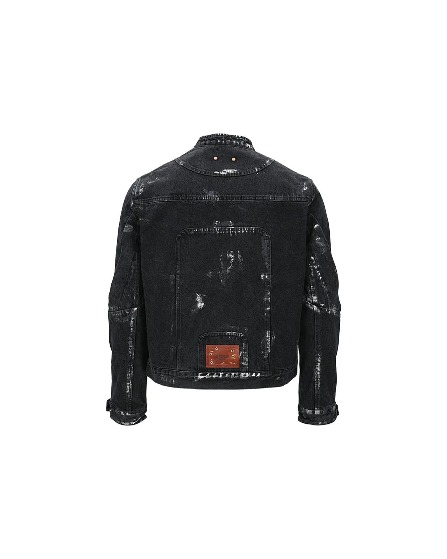 WAX COATED DENIM MOTORCYCLE JACKET