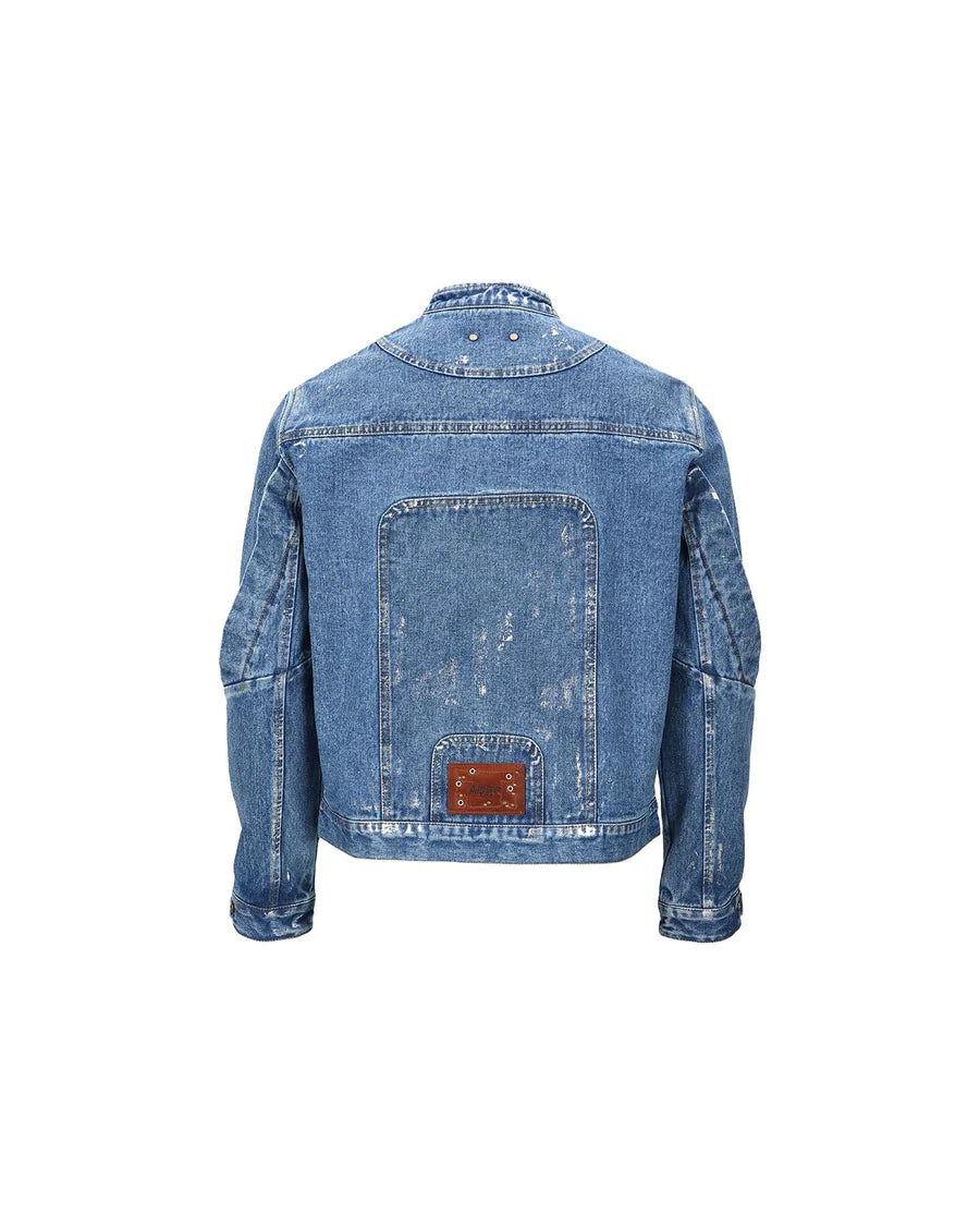 WAX COATED DENIM MOTORCYCLE JACKET