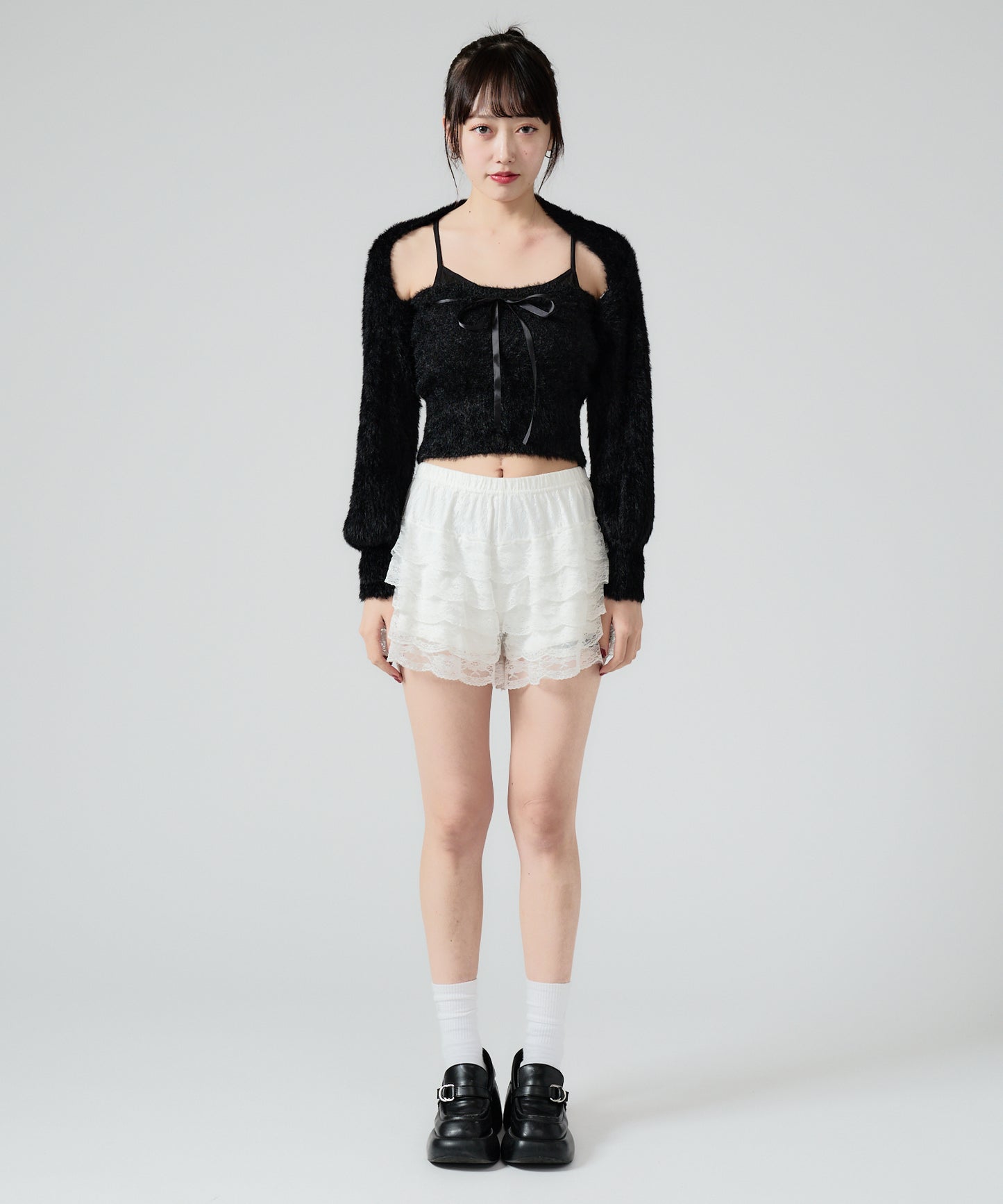 Chick / Ribbon Knit camisole + Knit Cardiganリボンニットキャミ + ニットカーディガン アンサンブル 2点セット