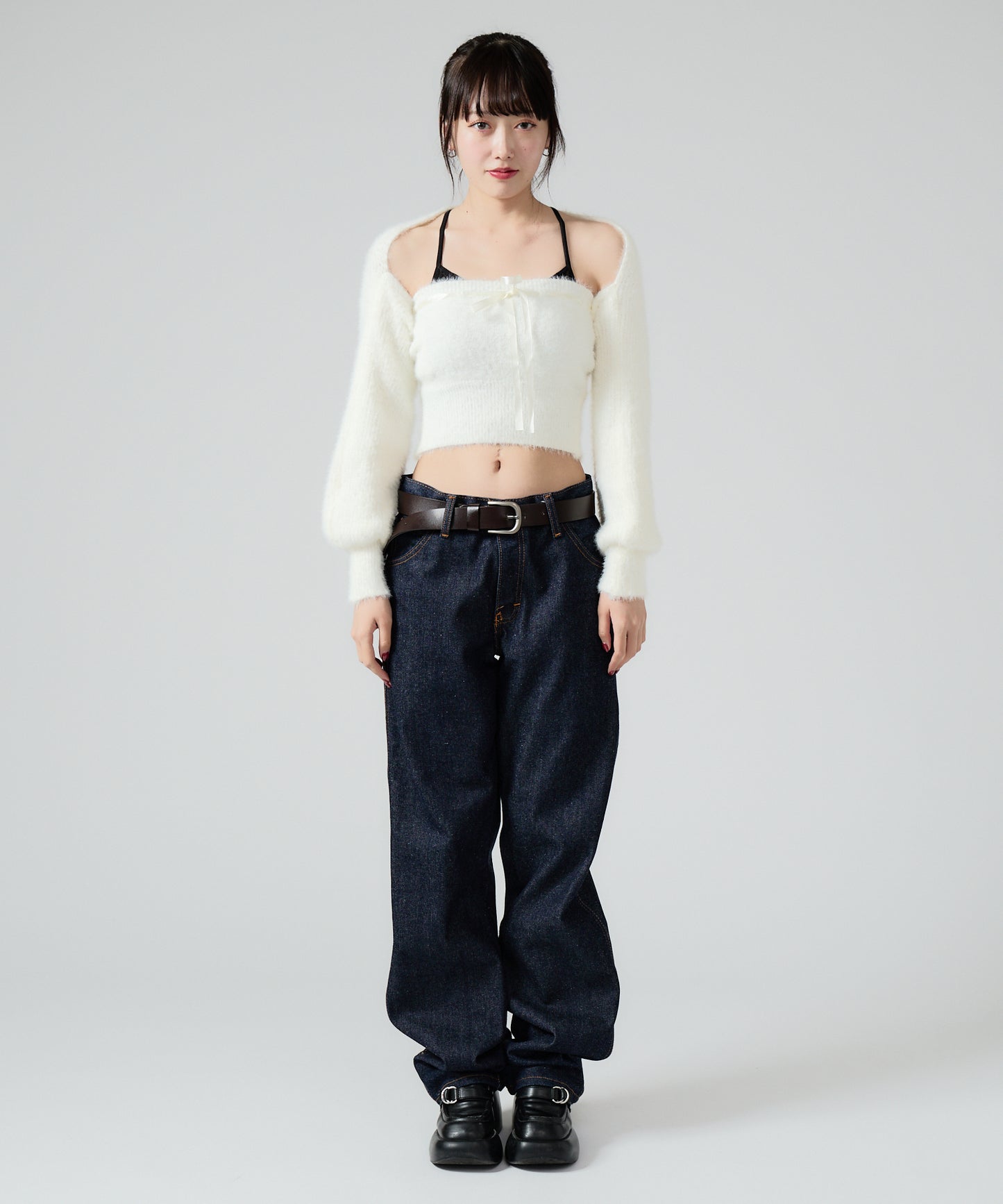 Chick / Ribbon Knit camisole + Knit Cardiganリボンニットキャミ + ニットカーディガン アンサンブル 2点セット